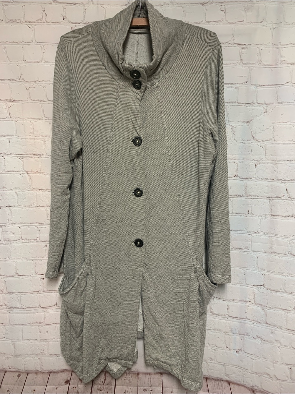 Cut Loose Black Cream Striped Lagenlook Coat Size L​